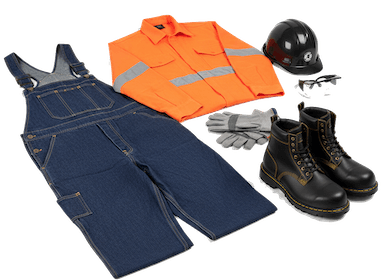 Trabajador industrial con dotación completa de seguridad